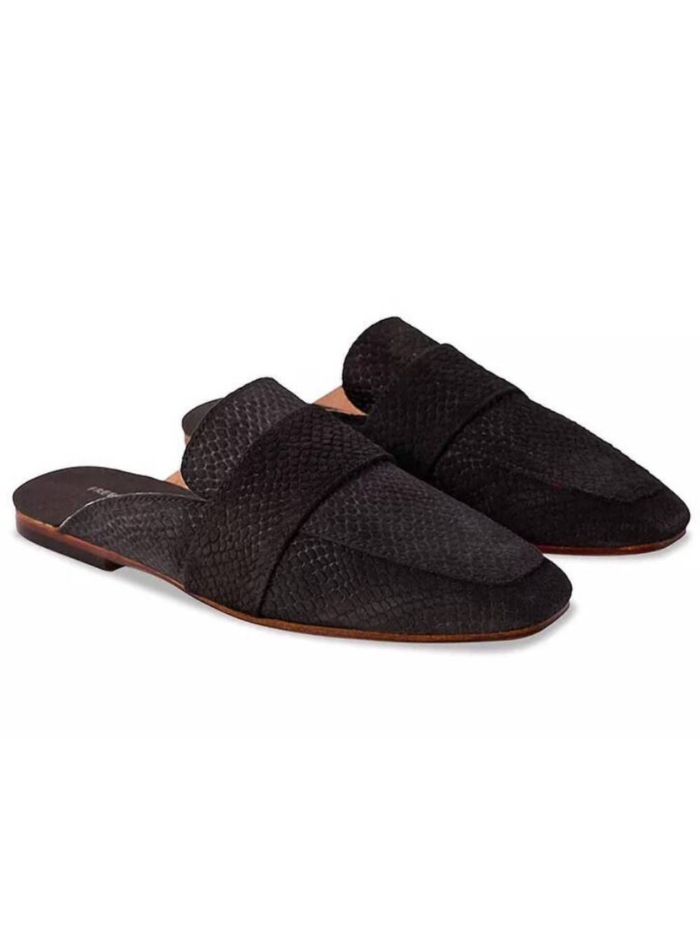 Free People At Ease Embossed Loafer in Black Suede